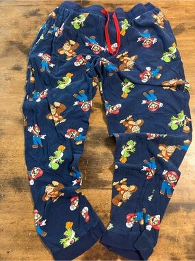 Nintendo Navy Blue Super Mario Youth Pajama Pants with Red Drawstring